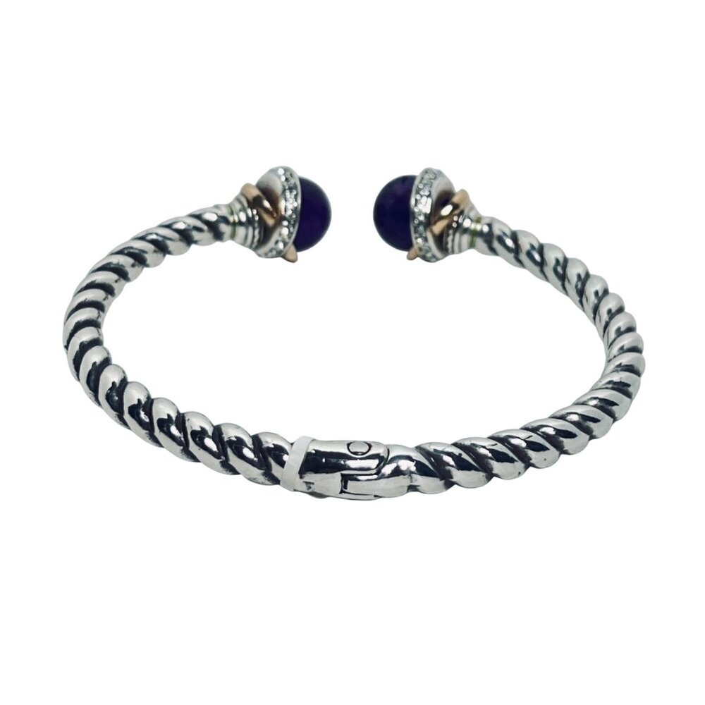 Brighton Neptune's Rings Silver Tone And Purple Agate Cuff Bracelet - Picture 4 of 4